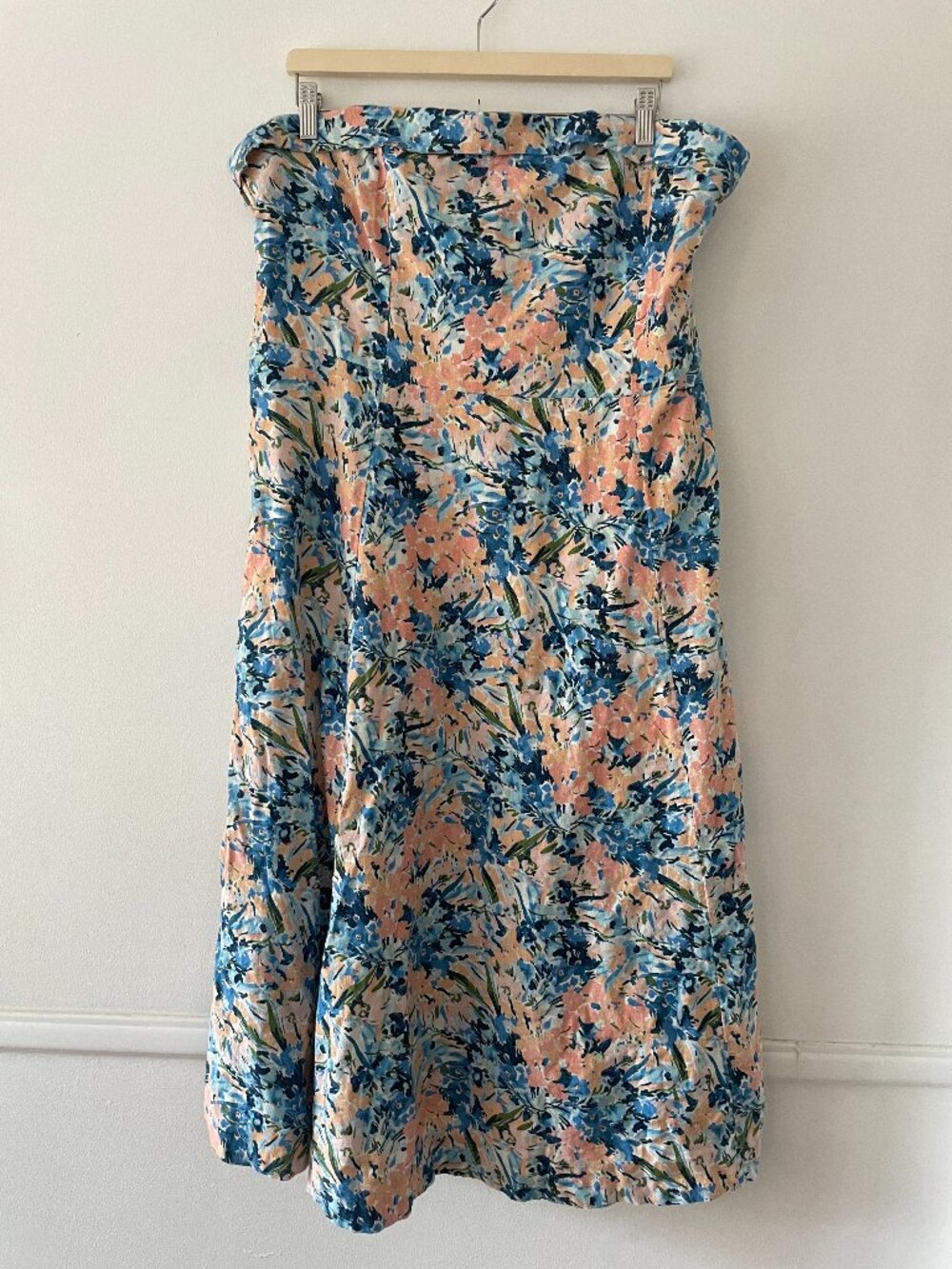 Abercrombie & Fitch Linen Blend Floral Strapless Midi Dress Size XL